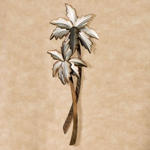 Left Facing Tropical Palm Tree Wall Art Multi Metallic Thumbnail Image