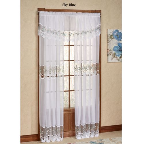 Vintage Embroidered Tailored Sheer Curtain Panel Thumbnail Image