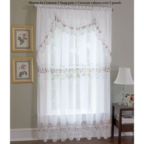 Vintage Embroidered Tailored Sheer Curtain Panel Thumbnail Image