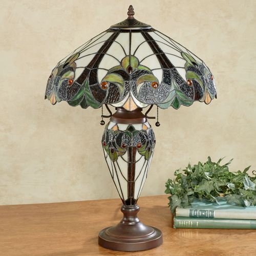 Clavillia Stained Glass Table Lamp Hunter Green Each with CFL Bulb Thumbnail Image