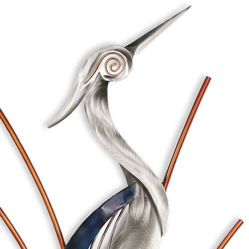 Heron Head Down Wall Sculpture Silver Thumbnail Image