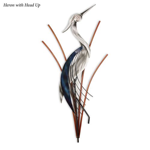 Heron Head Down Wall Sculpture Silver Thumbnail Image