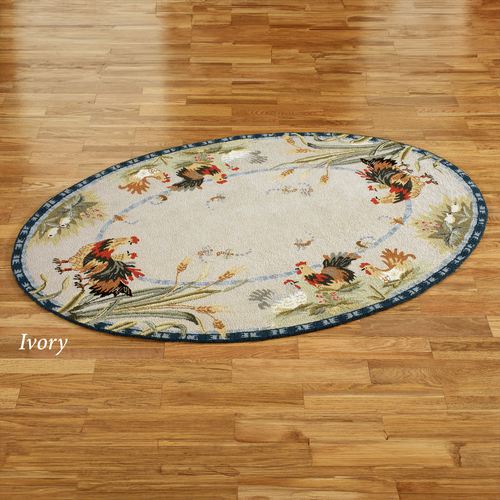 Rooster and Hens Rectangle Rug Thumbnail Image