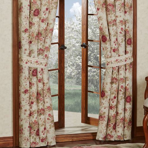 Heirloom Rose Tailored Curtain Pair Fawn 84 x 84 Thumbnail Image