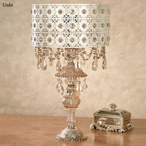 Josephine Crystal Table Lamp Champagne Gold Each with CFL Bulb Thumbnail Image