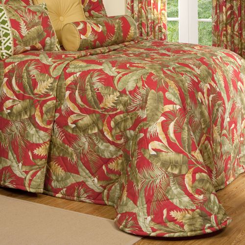 Captiva Tropical Bedspread Dark Red Thumbnail Image