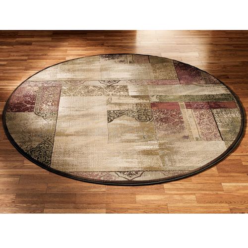 Ornate Block Round Rug Thumbnail Image