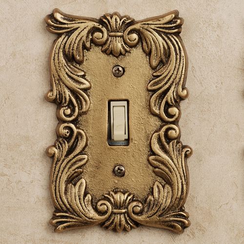 Fleur de Lis Single Switch Antique Brass Thumbnail Image