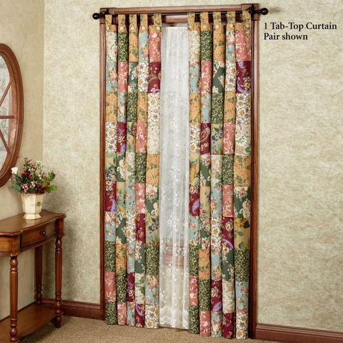 Antique Chic Tab Top Curtain Pair Multi Warm 84 x 84 Thumbnail Image