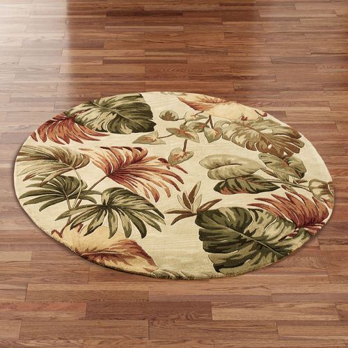 Palm Leaf Tropical Round Rugs