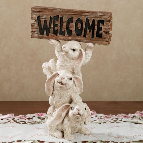 Bunnies Welcome Sculpture White Thumbnail Image