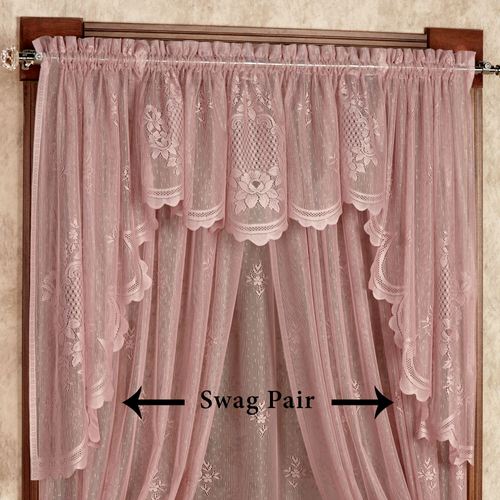 Cameo Rose Swag Valance Pair Victorian Rose 56 x 38 Thumbnail Image