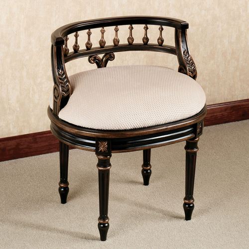 Queensley Upholstered Black Walnut Vanity Chair