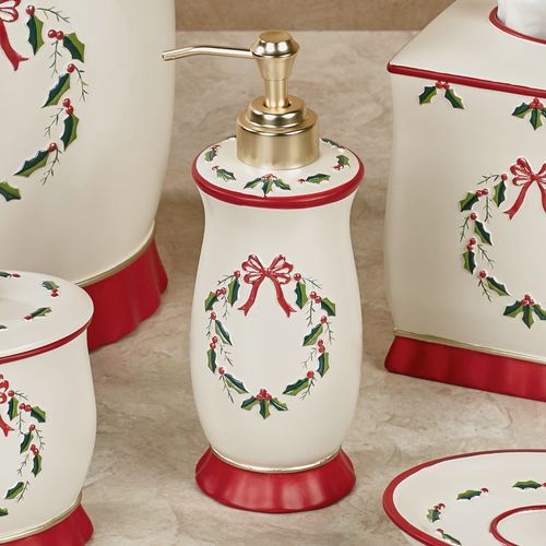 Holly Wreath Lotion Soap Dispenser Eggshell Thumbnail Image