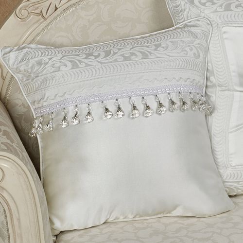 Bianco Beaded Pillow White 18