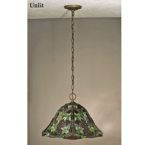 Vintage Grapevine Stained Glass Ceiling Light Olive Thumbnail Image