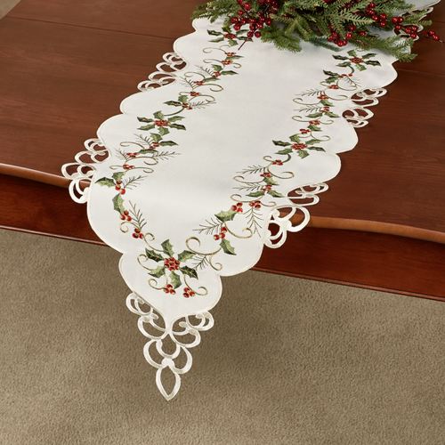 Boughs of Holly Long Table Runner Cream Thumbnail Image