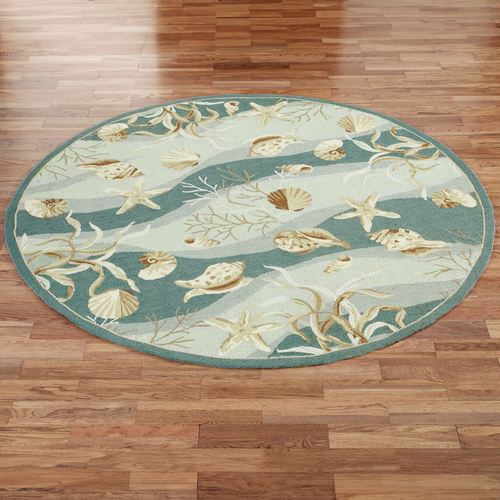 Seashells Round Rug Seafoam 7'6