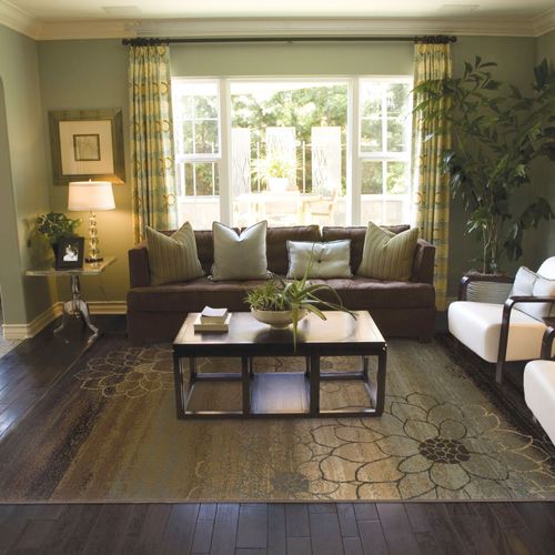 Flower Outline Rectangle Rug Brown Thumbnail Image