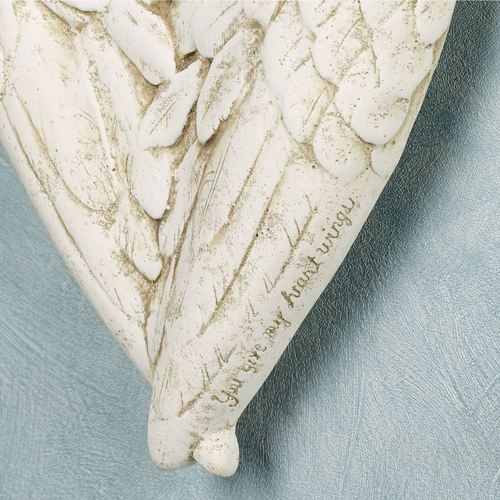 Angel Wings Heart Wall Plaque Antique White Thumbnail Image