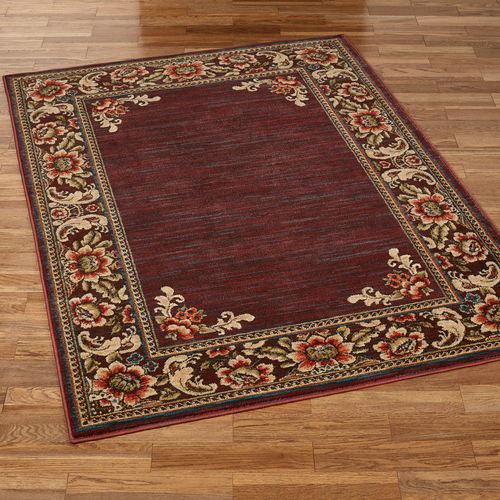 Florian Border Jacobean Floral Cordovan Area Rugs