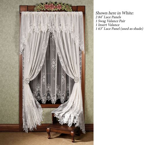 Graceful Rose Lace Curtain Panel Thumbnail Image