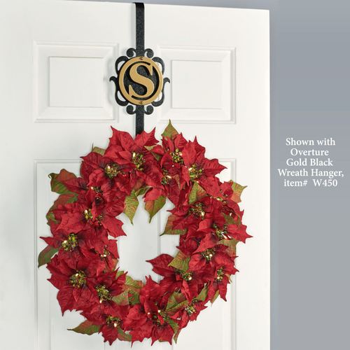 Prelit Poinsettia Wreath Red Thumbnail Image