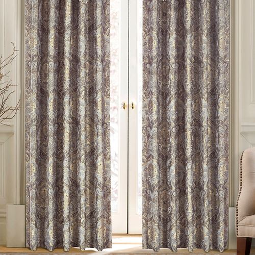 Provence Scroll Wide Tailored Curtain Pair Beige 100 x 84 Thumbnail Image