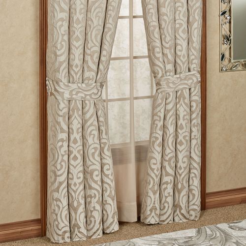 Astoria Scroll Tailored Curtain Pair Sand 98 x 84 Thumbnail Image