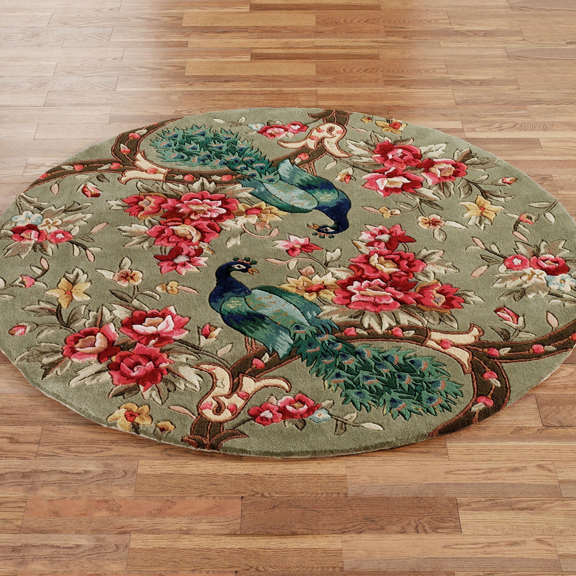 Peacock Flora Wool Area Rugs