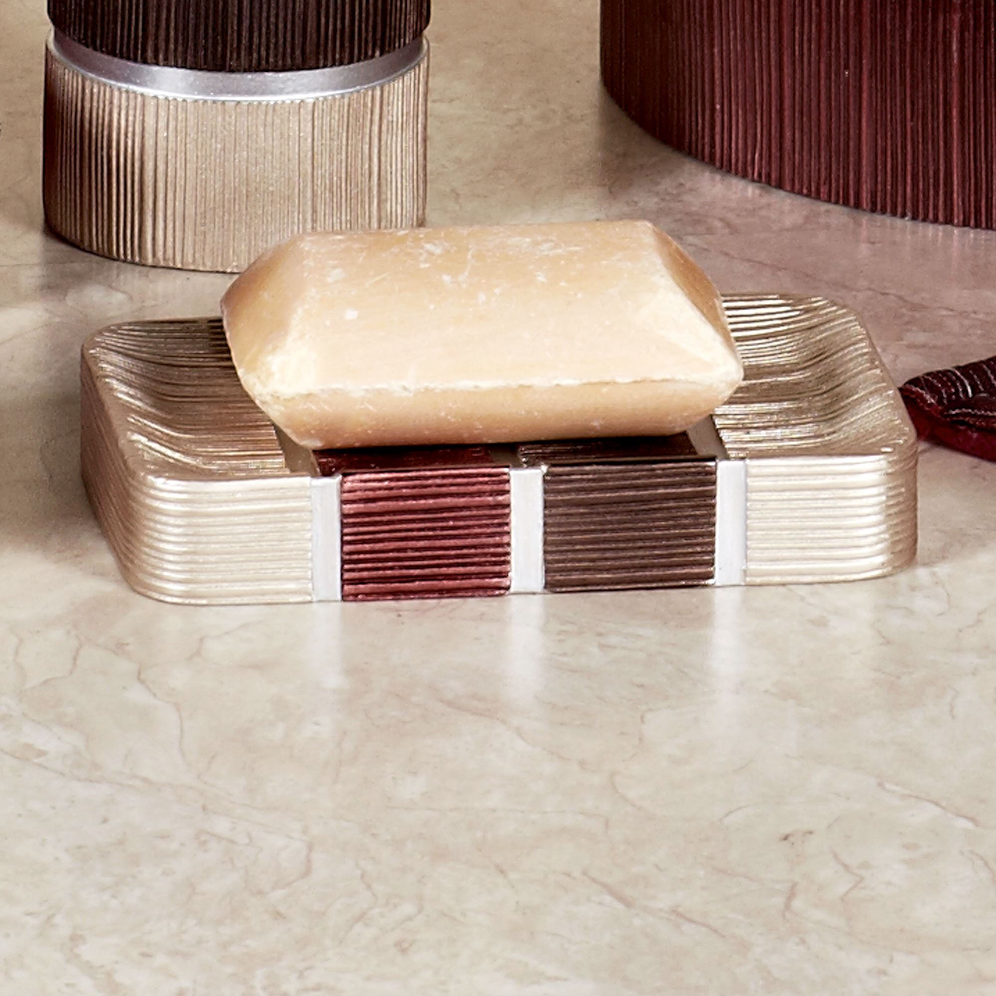 Modern Line Burgundy Striped Bath Accessories