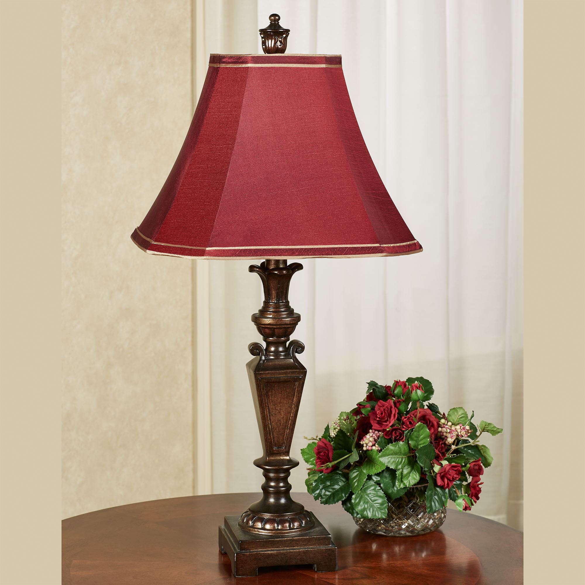 Serilda Traditional Table Lamp with Burgundy Shade