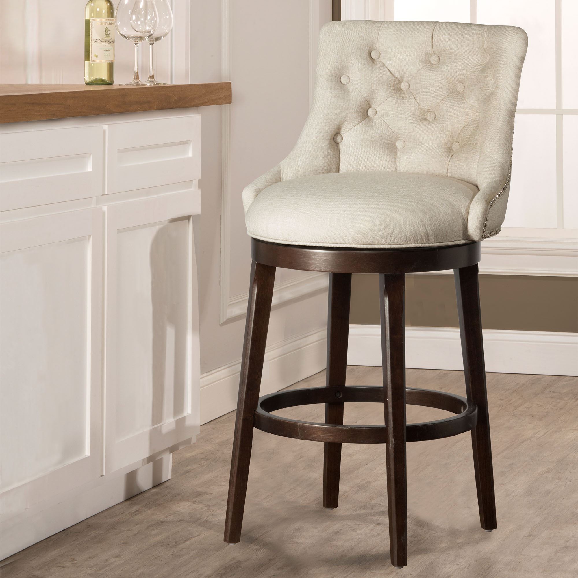 Mirelle Tufted Cream Upholstered Swivel Bar Or Counter Stool Mirelle Tufted Cream Upholstered Swivel Bar Or Counter Stool