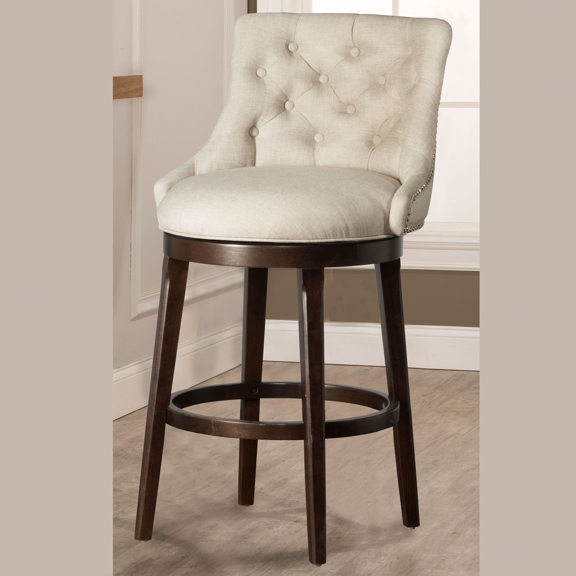 Mirelle Tufted Cream Upholstered Swivel Bar Or Counter Stool Mirelle Tufted Cream Upholstered Swivel Bar Or Counter Stool