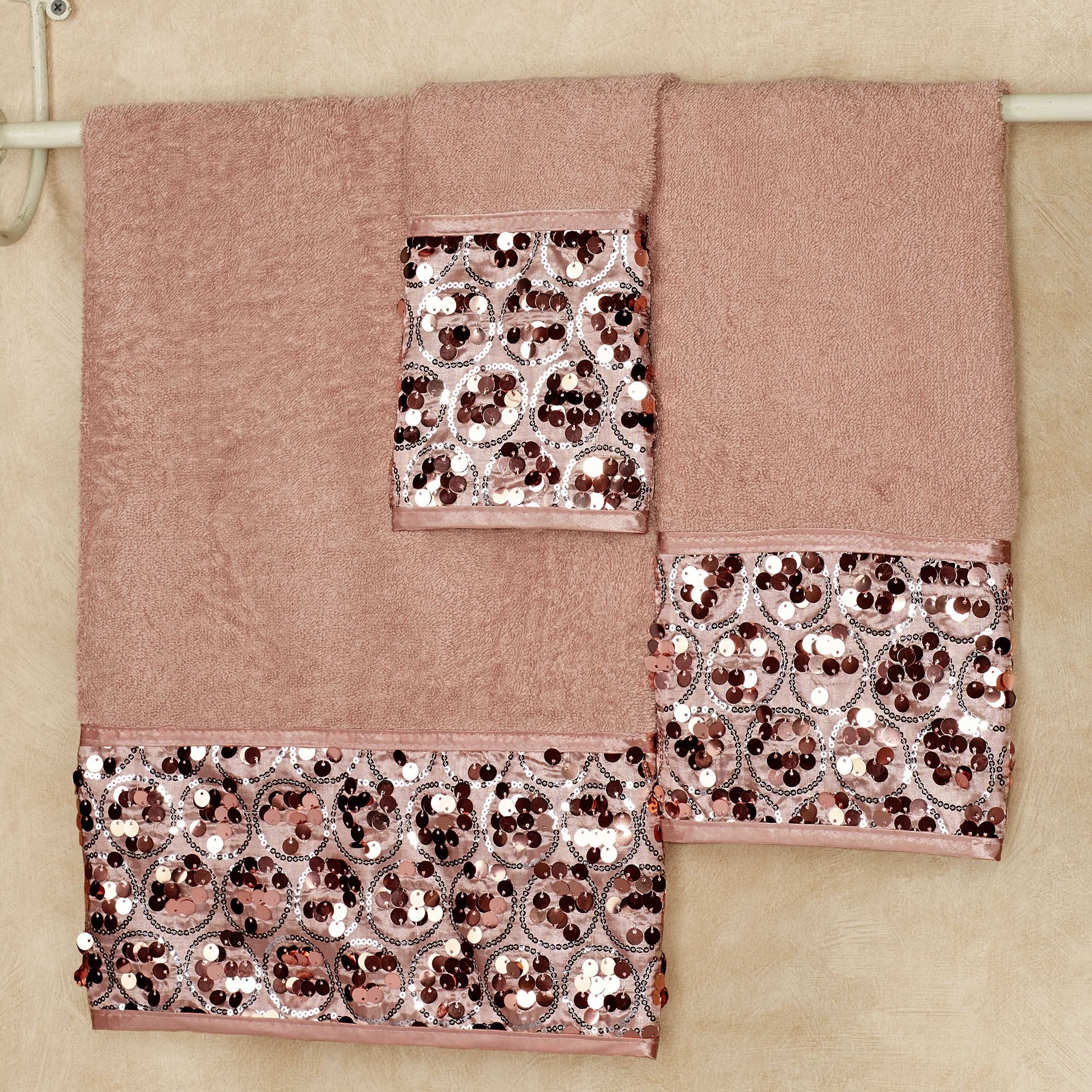 Sinatra Blush Sequined Bath Towel Set
