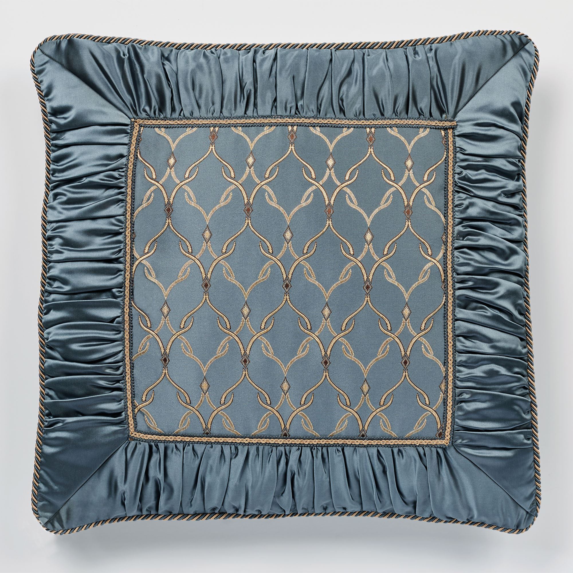 Castleton Damask Medallion Steel Blue Comforter Set Luxury Bedding