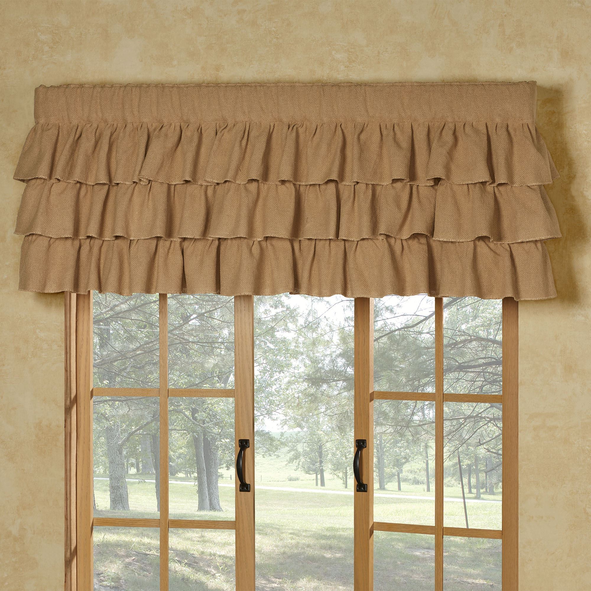 Prairie Mill Farmhouse Style Cotton Burlap Ruffled Window Valance