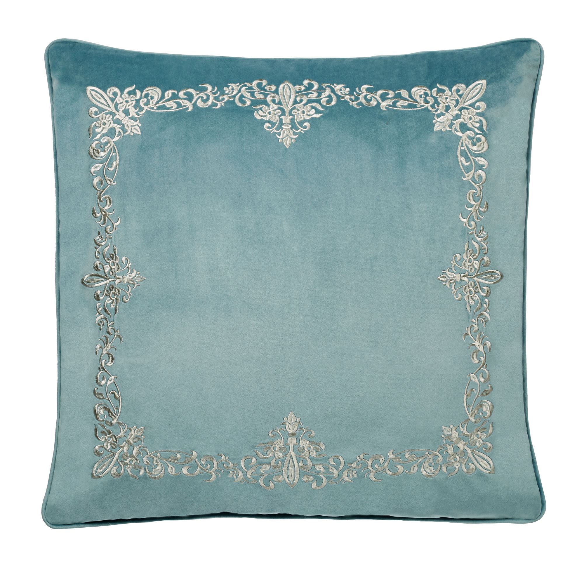 Sham Colour Lansbury Pale Teal Velveteen Embroidered European Sham
