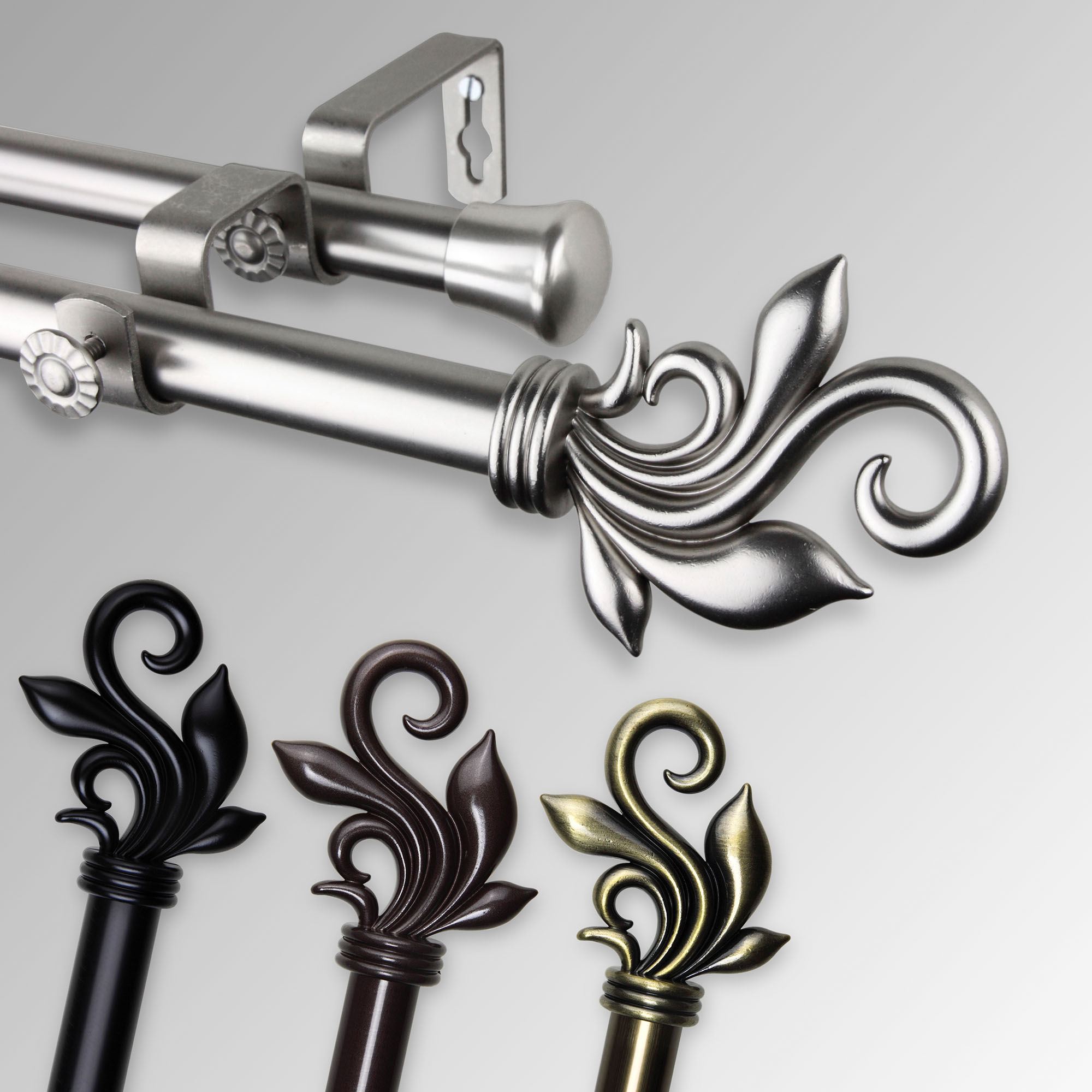Adalia Steel Double Decorative Curtain Rod Set