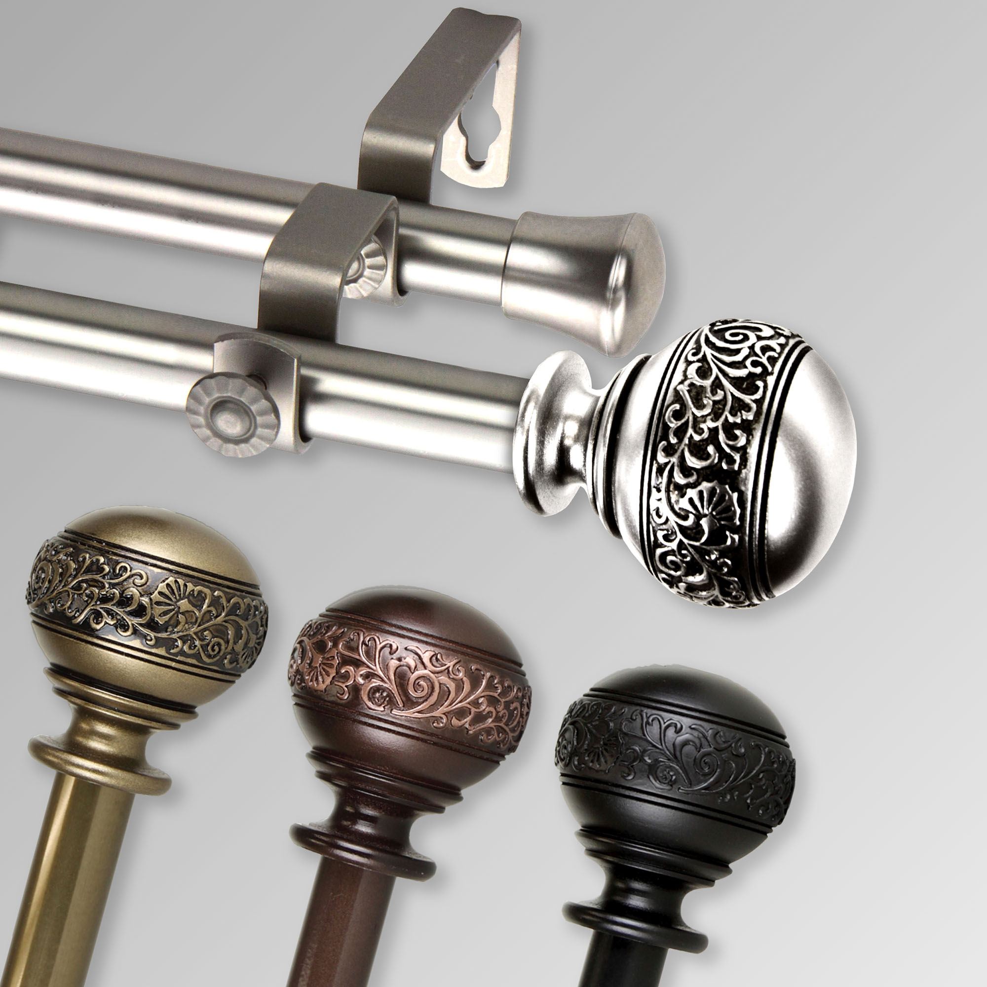 Stamped Rods Valeriana Double Decorative Curtain Rod Set