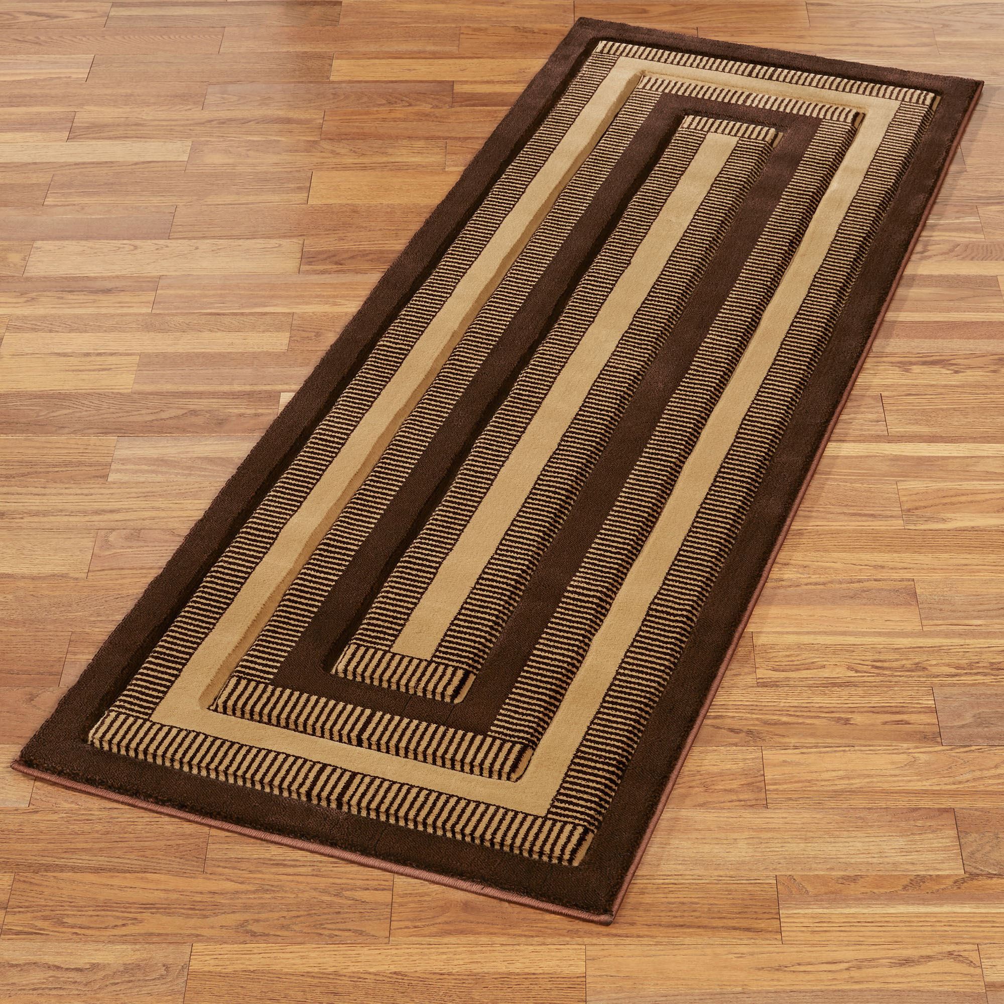Park Place Brown Contemporary Geometric Rug Runner
