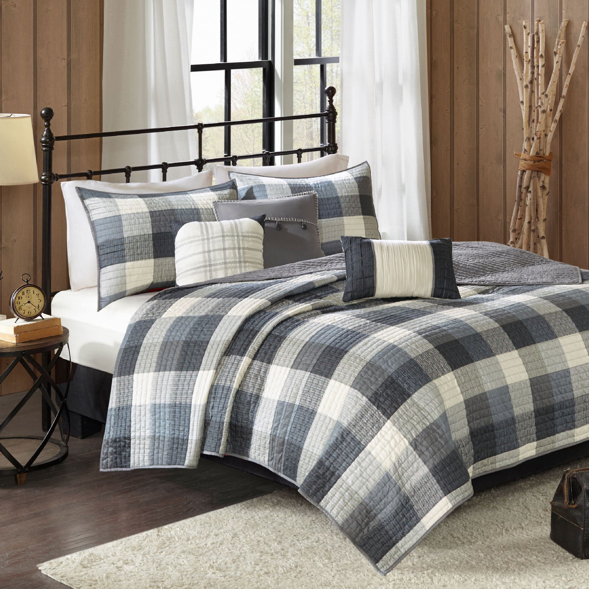 Ridge Top Bed Breakfast Ontario Canada Ridge Gray Buffalo Plaid 6 pc Coverlet Bed Set by Madison Park