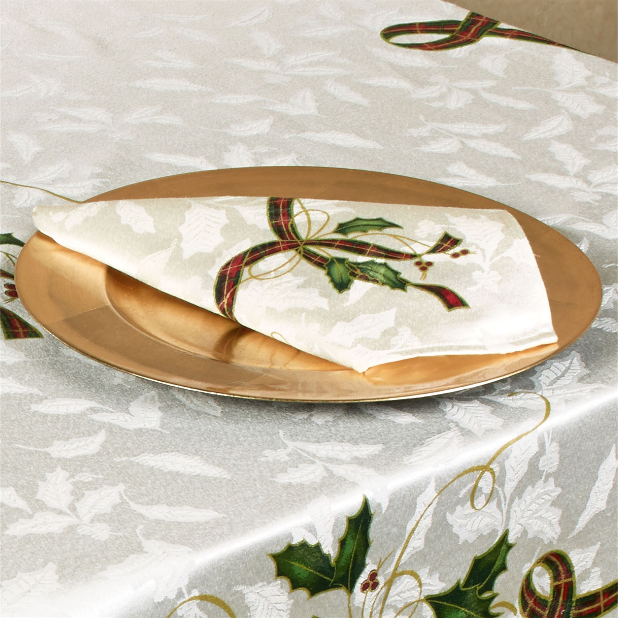 Lenox Holiday Nouveau Set Di 4 Portatovaglioli | Multicolore Con Nastri E Agrifoglio, Decorazioni Natalizie Per La Tavola, Dettagli Oro