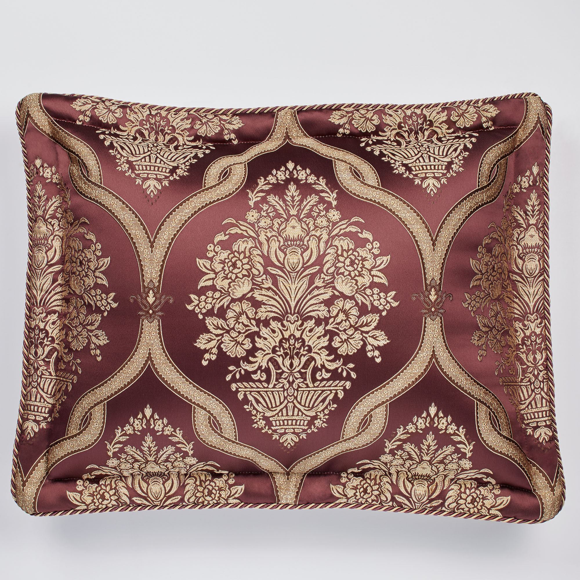 Laurelton Damask Medallion Wine Oversized Bedspread Luxury Bedding