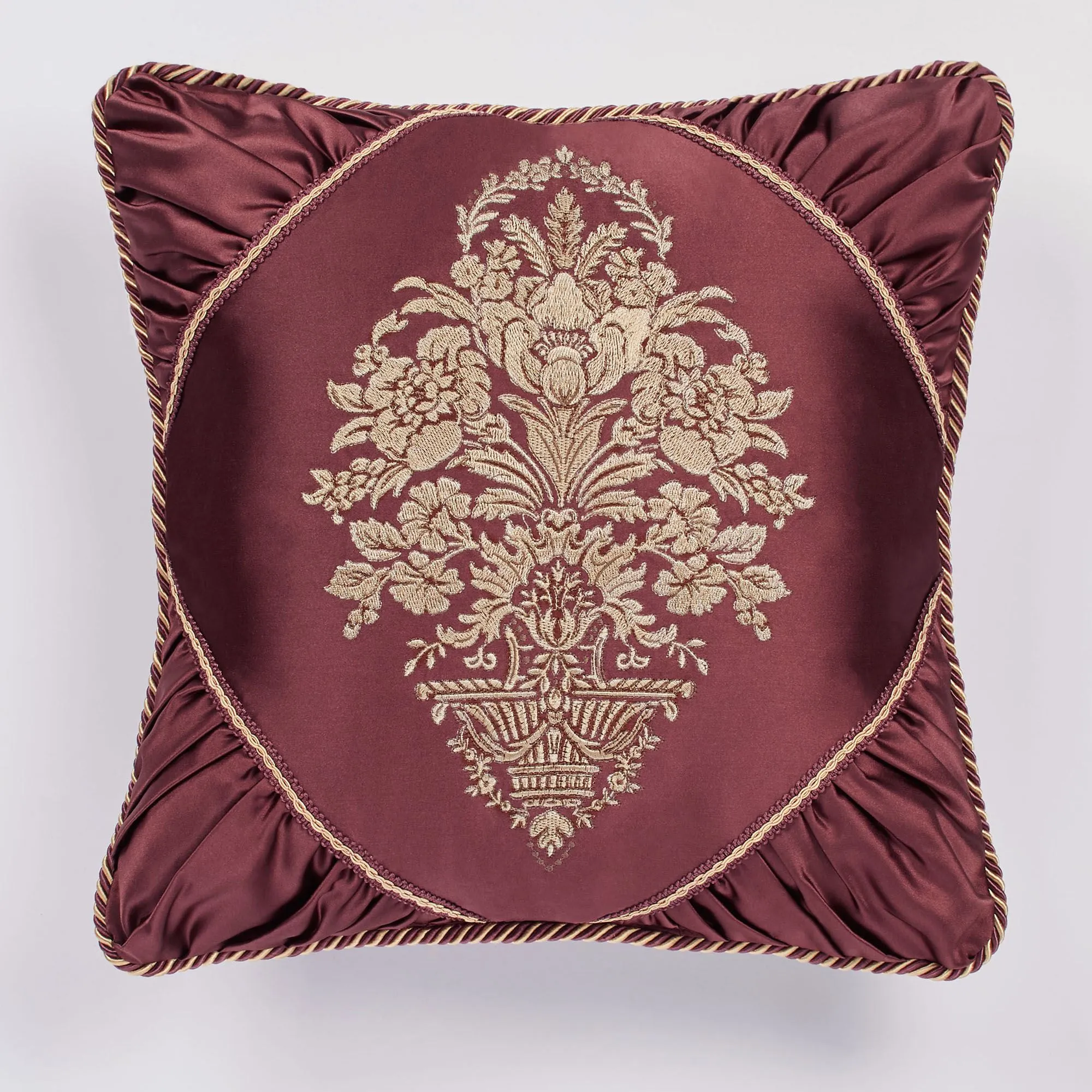 Laurelton Damask Medallion Wine Oversized Bedspread Luxury Bedding