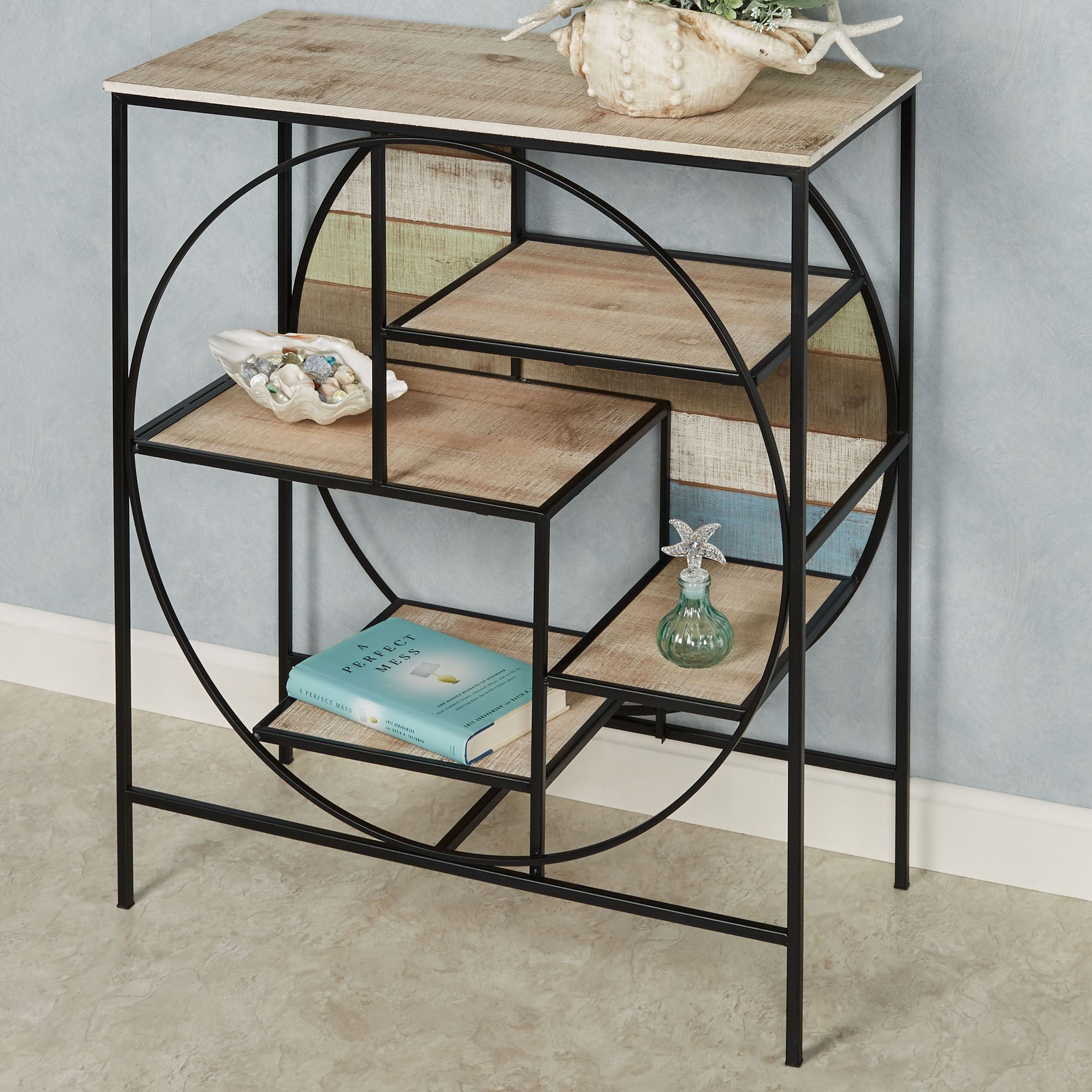 Delray Coastal Console Table with Display Shelves