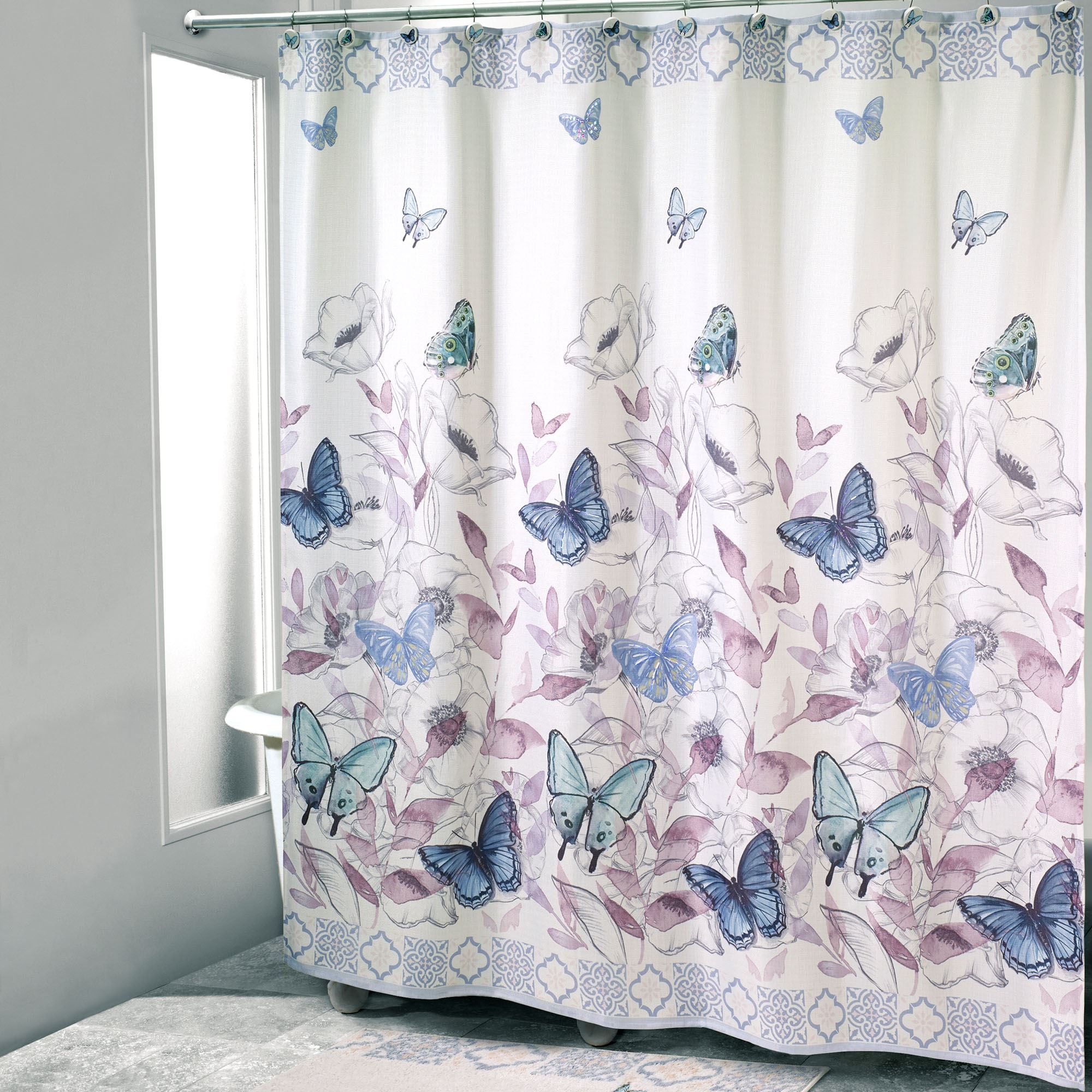 In The Garden Butterfly Shower Curtain Multi Pastel 72 X 72 In The Garden Butterfly Shower Curtain Multi Pastel 72 X 72