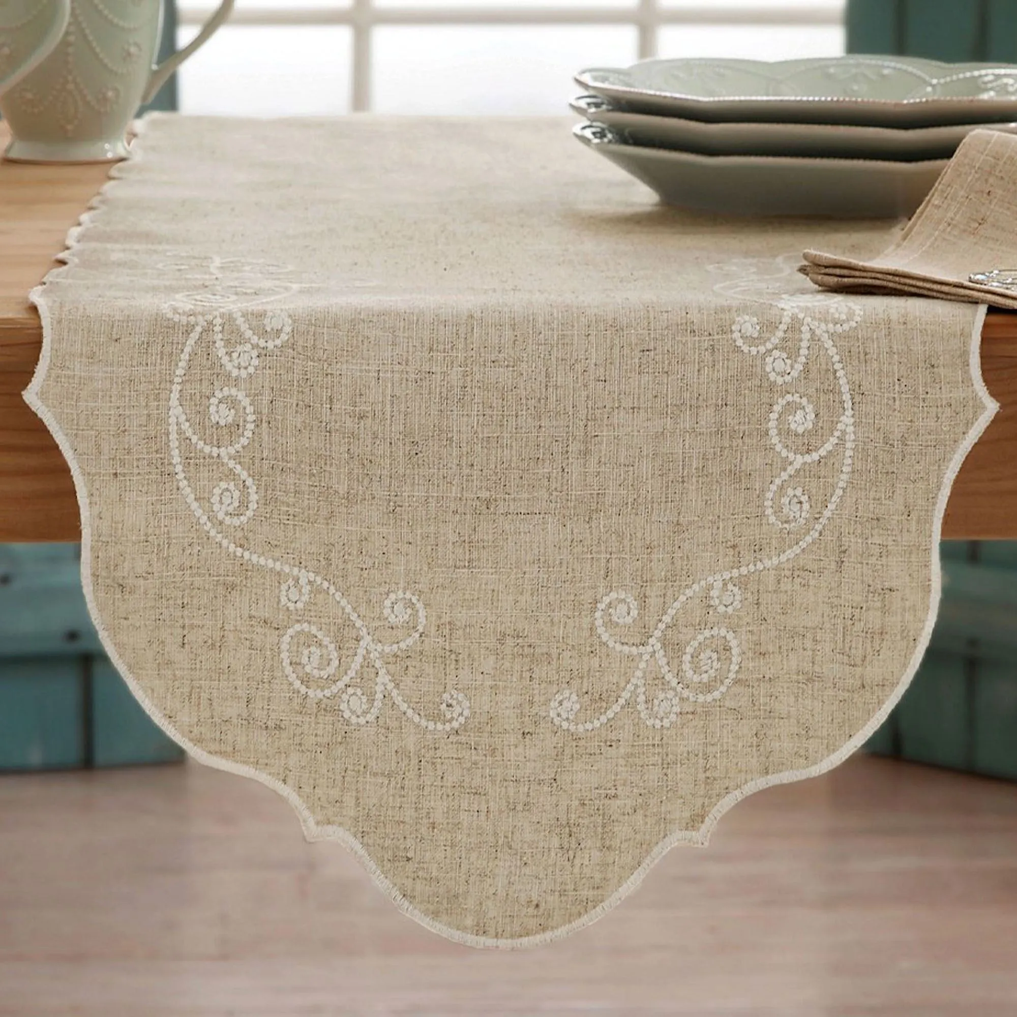 Lenox French Perle Cotton Linen Tablecloth