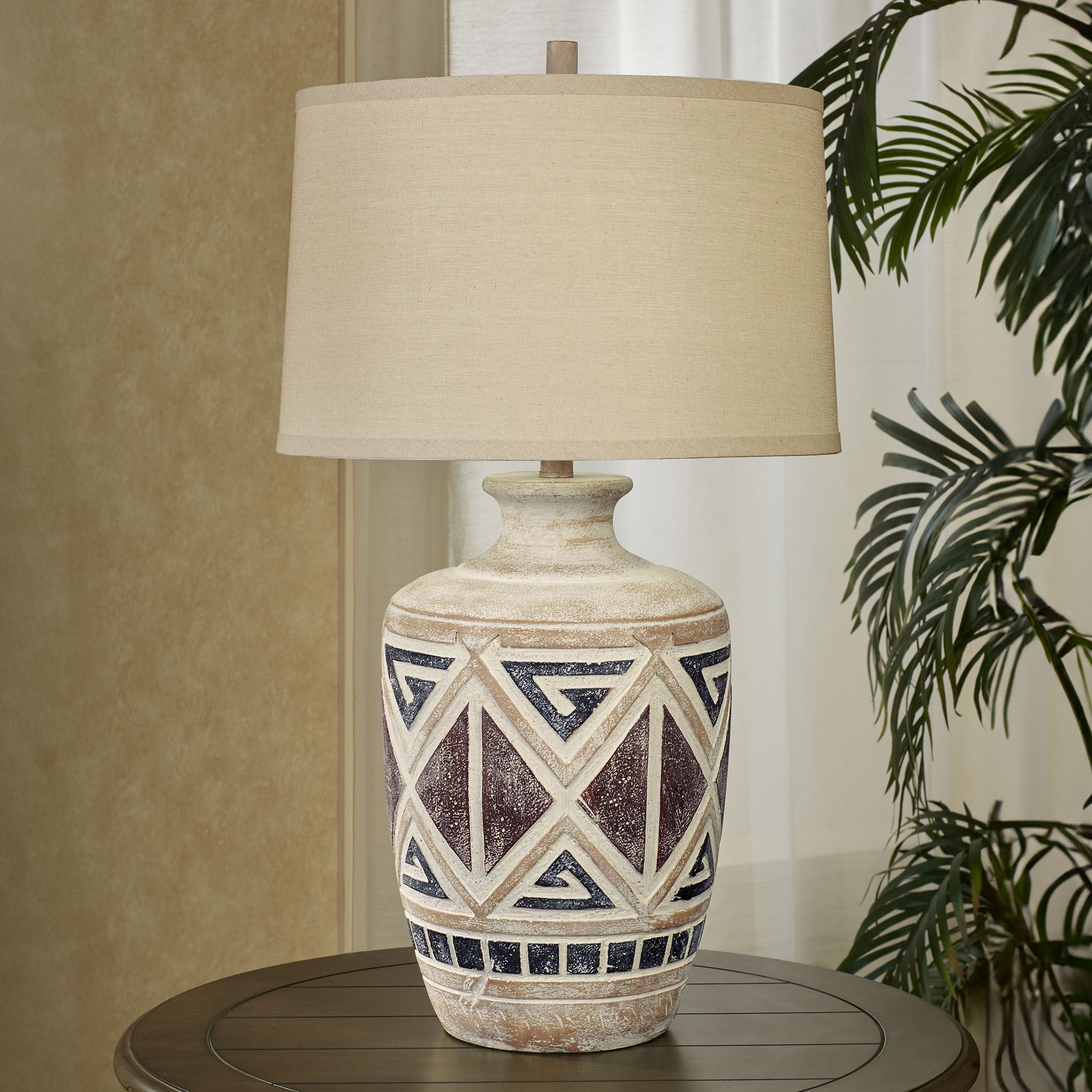 Southwestern Table Lamps Rio/Jade Casual Table Lamp W/ Ribbed Accent