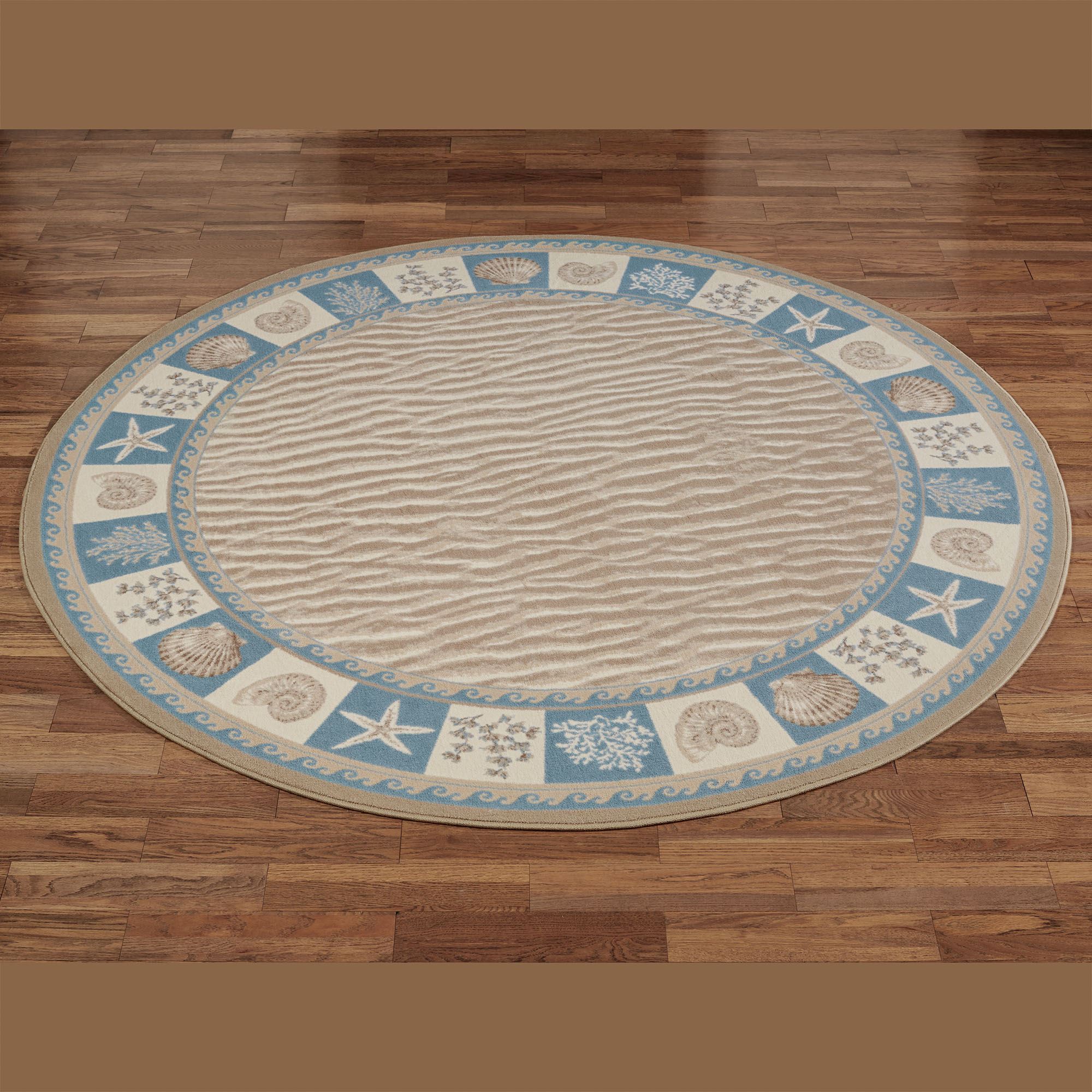 Sandy Shore Seashell Coastal Round Rug from Milliken Carpets